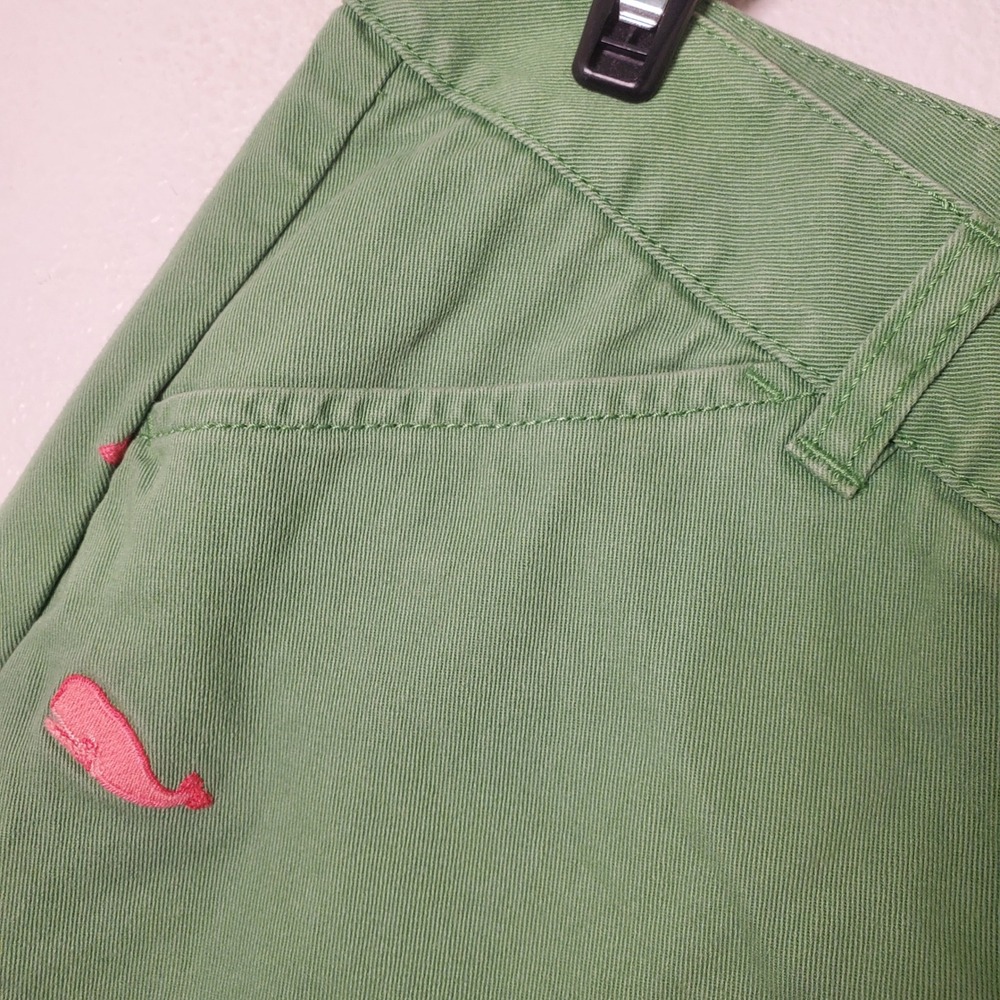 J Crew Vintage Whale Chino Crop Pants Favorite Fit Green Cotton Pink Embroidery - Picture 11 of 13